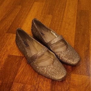 TOMS Shimmering Gold Mary Jane Shoes